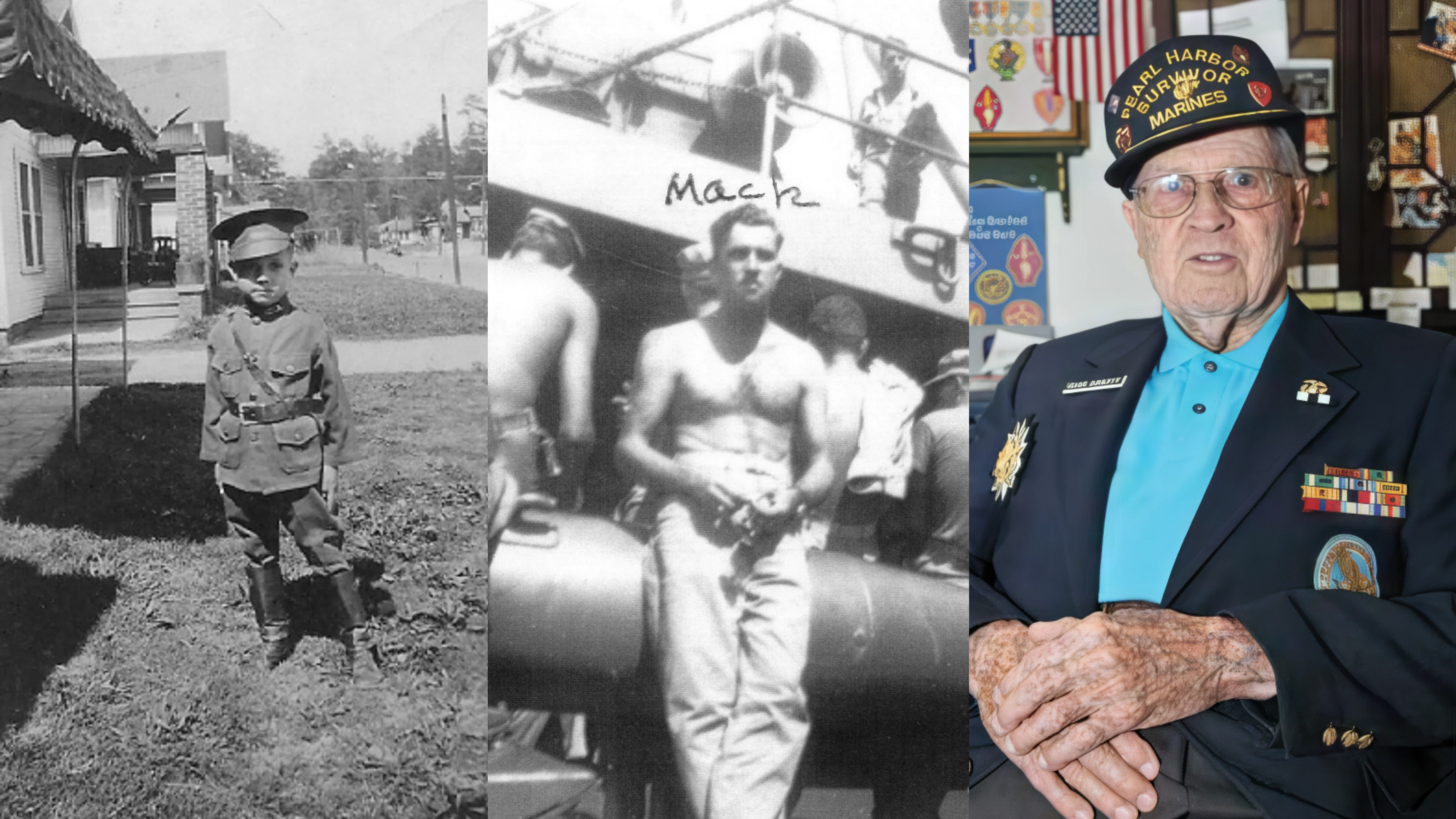 A collage of Harvey 'Mack' Abbott throughout his life